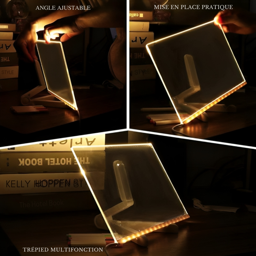 Personalized LED Lamp Acrylic Message Note Board Erasable USB Children‘s Drawing Board Bedroom Night Light Birthday Kids Gift P'tits Explorateurs
