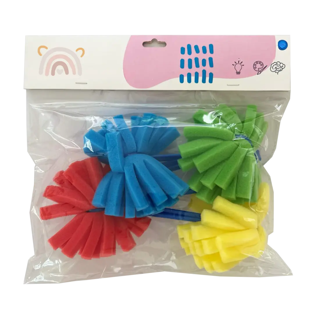 Children DIY Graffiti Sponge Brush Set Drawing Toys Broom Shaped Seal Sponge Brush Art Brush Enlightenment Puzzle Gift TMZ P'tits Explorateurs