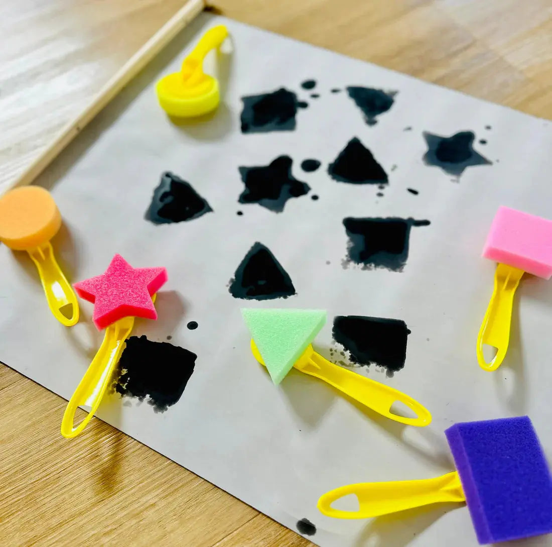 Children DIY Graffiti Sponge Brush Set Drawing Toys Broom Shaped Seal Sponge Brush Art Brush Enlightenment Puzzle Gift TMZ P'tits Explorateurs