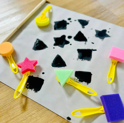 Children DIY Graffiti Sponge Brush Set Drawing Toys Broom Shaped Seal Sponge Brush Art Brush Enlightenment Puzzle Gift TMZ P'tits Explorateurs